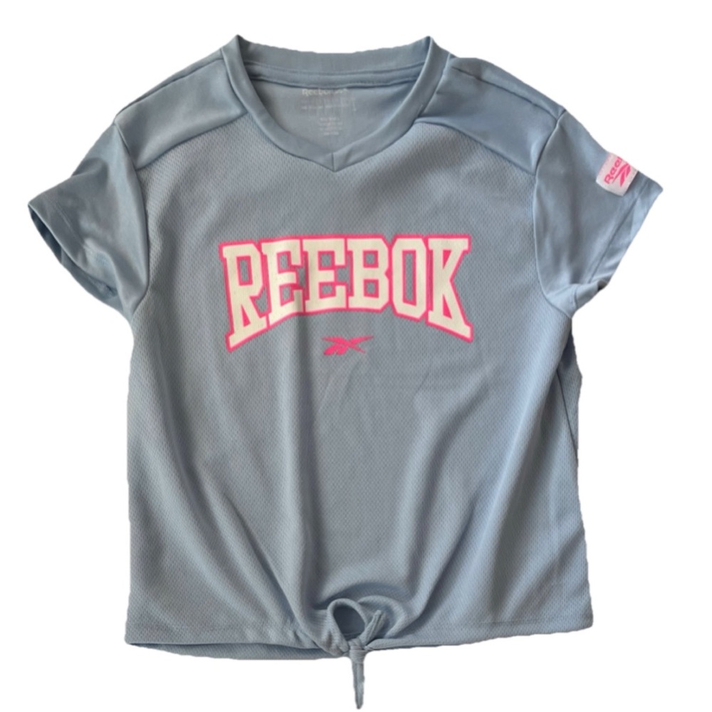 Reebok Girl’s Light Blue Tie-Front Mesh Tee Size 12